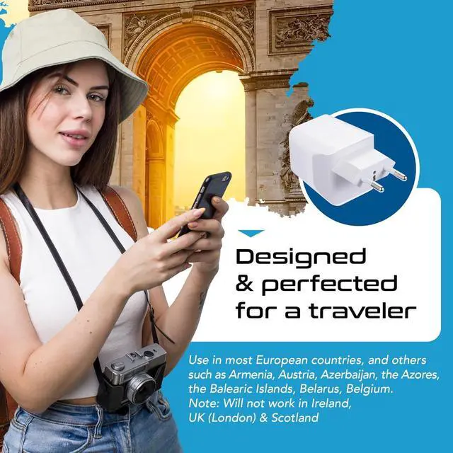 Alt view image 6 of 7 - Ceptics Italy, Europe Travel Adapter Plug Set - 2 Pack - with 2 USB + USA Socket Input - Type L and Type C - Ultra Compact - Safe Grounded Perfect for Cell Phones, Laptops, Camera Chargers