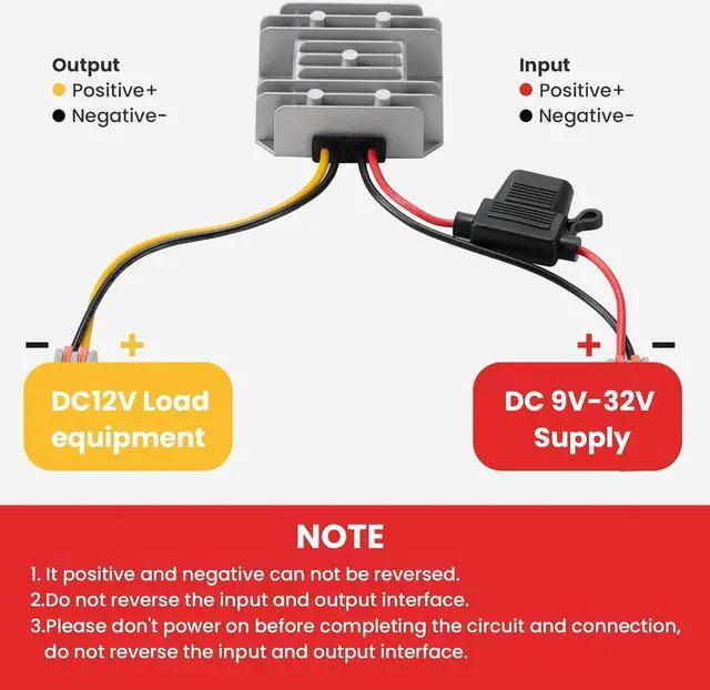 Alt view image 5 of 7 - DC/DC 9-32V to 12V 5A MAX, 12V Voltage stabilized Converter Regulator with Quick Connection Cable, DC to DC Adapter Stabilizer