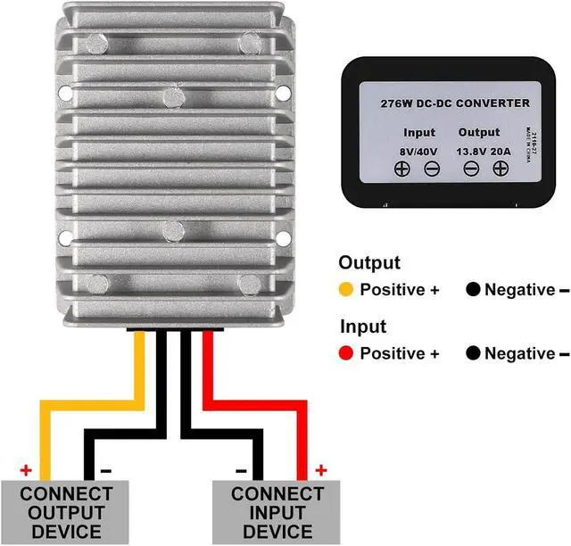 Alt view image 2 of 6 - DC Voltage Reducer Converter DC 8V/40V to 13.8V 20A Automatic Step Down Up Voltage Regulator Power Converter Waterproof Module Transformer for Golf Cart Club Car