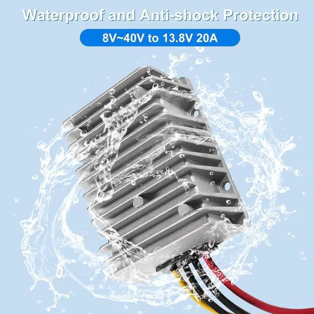 Alt view image 3 of 6 - DC Voltage Reducer Converter DC 8V/40V to 13.8V 20A Automatic Step Down Up Voltage Regulator Power Converter Waterproof Module Transformer for Golf Cart Club Car