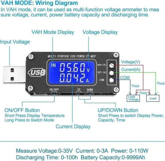 Alt view image 3 of 7 - PEMENOL DC-DC CNC USB Step Up/Down Power Supply Regulator Module 3.5V-12V to 1.0V-24V 2-3W, Adjustable Boost Buck Voltage Converter Digital Display Voltmeter Ammeter Battery Capacity Tester