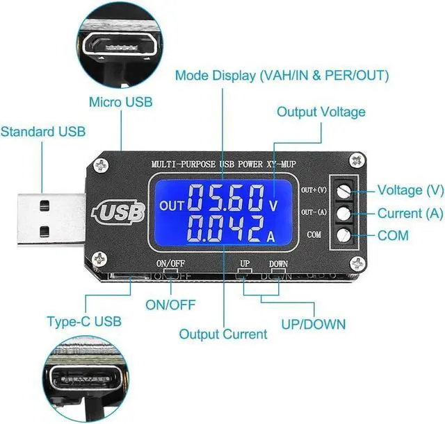 Alt view image 4 of 7 - PEMENOL DC-DC CNC USB Step Up/Down Power Supply Regulator Module 3.5V-12V to 1.0V-24V 2-3W, Adjustable Boost Buck Voltage Converter Digital Display Voltmeter Ammeter Battery Capacity Tester