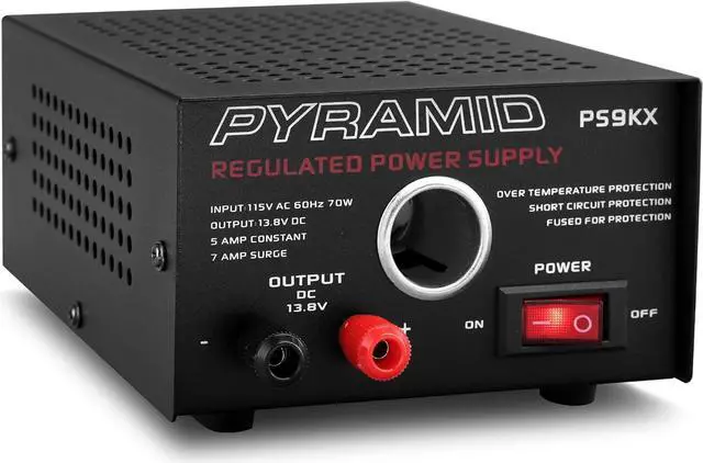Main image of Pyramid Universal Compact Bench Power Supply - 2.5 Amp Linear Regulated Home Lab Benchtop AC-to-DC 12V Converter w/ 13.8 Volt DC 115V AC 50 Watt Power Input, Screw Type Terminals, Cooling Fan PS3KX