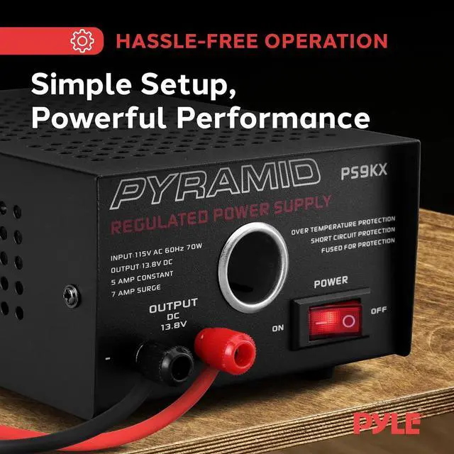 Alt view image 3 of 6 - Pyramid Universal Compact Bench Power Supply - 2.5 Amp Linear Regulated Home Lab Benchtop AC-to-DC 12V Converter w/ 13.8 Volt DC 115V AC 50 Watt Power Input, Screw Type Terminals, Cooling Fan PS3KX