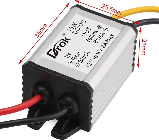 Alt view image 2 of 7 - DROK 12V to 9V 2A 18W DC-DC Buck Power Converter Voltage Regulator Transformer Voltage Step Down Power Supply Module Waterproof