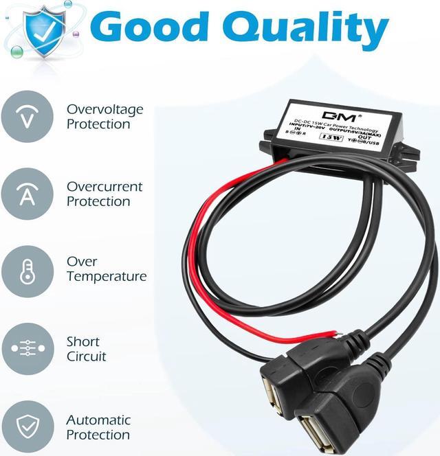 Alt view image 2 of 6 - 2-Pack 12V to 5V USB, Aideepen DC 12V 20V to 5V USB Adapter DC 12v to USB DC Buck Converter Module DC to DC Car Power Converter(Dual USB)