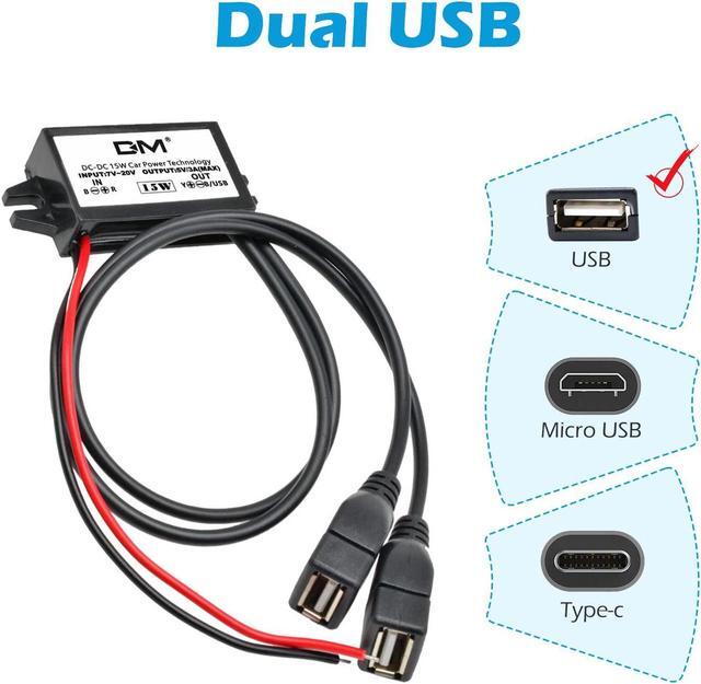 Alt view image 5 of 6 - 2-Pack 12V to 5V USB, Aideepen DC 12V 20V to 5V USB Adapter DC 12v to USB DC Buck Converter Module DC to DC Car Power Converter(Dual USB)