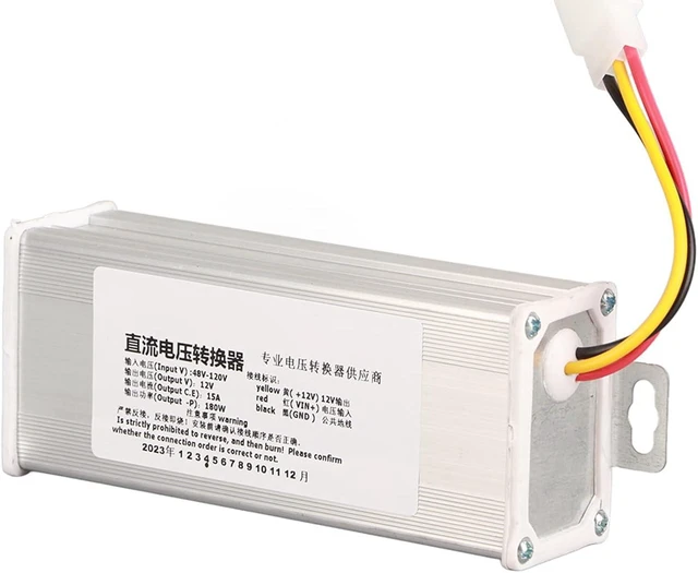 Main image of DC to DC Converter Step Down Transformer Voltage Reducer Input 48V-120V Output 12V -15 A/ 180W Power Regulator for Electric VehicleCart Club Car Scooter Bicylce and More