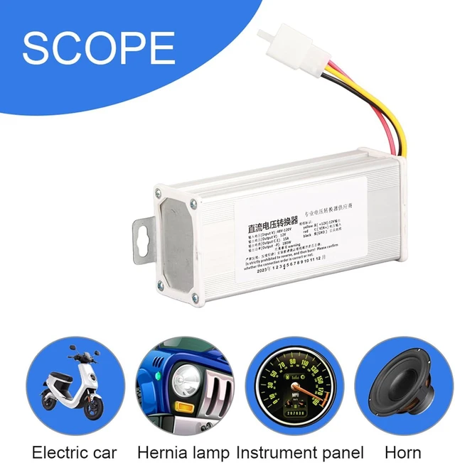 Alt view image 3 of 7 - DC to DC Converter Step Down Transformer Voltage Reducer Input 48V-120V Output 12V -15 A/ 180W Power Regulator for Electric VehicleCart Club Car Scooter Bicylce and More