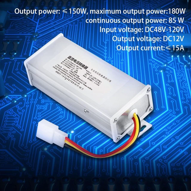 Alt view image 4 of 7 - DC to DC Converter Step Down Transformer Voltage Reducer Input 48V-120V Output 12V -15 A/ 180W Power Regulator for Electric VehicleCart Club Car Scooter Bicylce and More