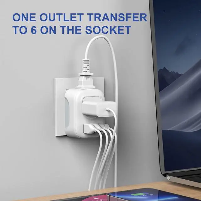 Alt view image 4 of 7 - 2 Pack European Travel Plug Adapter, VYLEE International Travel Adapter with 2 Outlets 4 USB Ports(2 USB C), 6 in 1 Type C Travel Essentials Charger for US to Most of Europe EU Italy Spain France