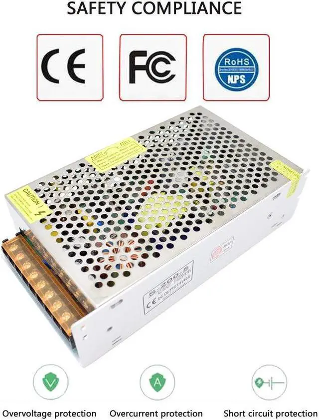 Alt view image 2 of 7 - Switching Power Supply 110V/220V AC to DC 5V 40A 200W Transformer Converter for CCTV Camera, Security System, 3D Printer, Computer Project (5V 40A)