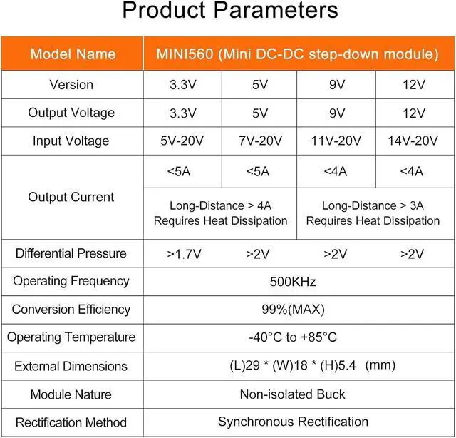 Alt view image 5 of 7 - 10PCS High Efficiency Output 3.3V 5V 9V 12V 5A Mini560 Step Down DC-DC Converter Voltage Regulator Buck Stabilized Power Supply Module (Output 3.3V)