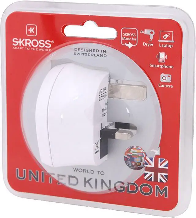 Alt view image 4 of 4 - Skross World to UK Country Travel Adaptor, White
