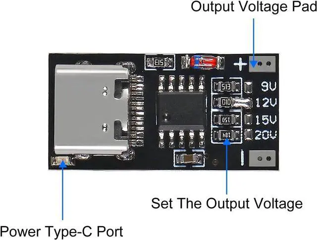 Alt view image 2 of 5 - 10PCS USB-C PD Trigger Board Module PD/QC Decoy Board Fast Charge USB Type-c to 12v High Speed Charger Power Delivery Boost Module