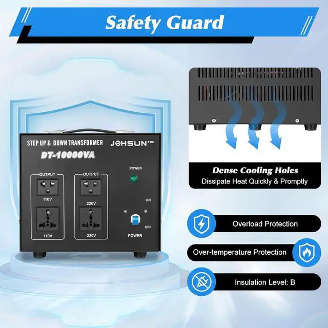 Alt view image 6 of 7 - 10KW Voltage Converter Transformer Step Up/Down 110V/220V Heavy Duty Voltage Converter 10000W USB Transformers Power Converter Circuit Breaker