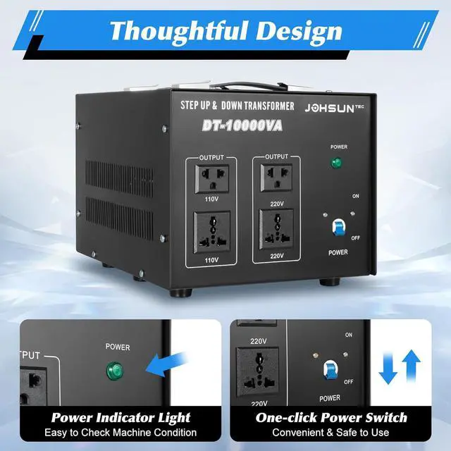 Alt view image 7 of 7 - 10KW Voltage Converter Transformer Step Up/Down 110V/220V Heavy Duty Voltage Converter 10000W USB Transformers Power Converter Circuit Breaker