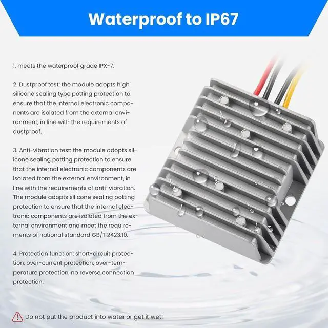 Alt view image 6 of 7 - DC 12V Boost to 48V 5A Converter, 12V to 48V DC/DC Step-up Controller with Terminal Block, Waterproof Transformer for Automotive