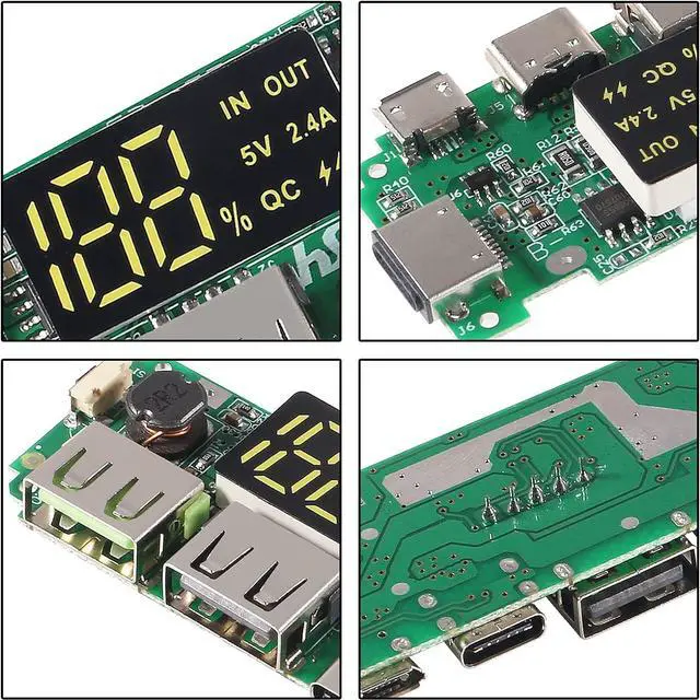 Alt view image 4 of 6 - 4pcs 18650 Charging Board Dual USB 5V 2.4A Mobile Power Bank Module 186 50 Lithium Battery Charger Board with Overcharge Overdischarge Short Circuit Protection DIY USB Power Bank Board