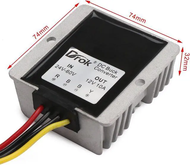 Alt view image 3 of 6 - 36V 48V to 12V Voltage Reducer, DROK 120W 10A DC to DC Waterproof Club Car Step Down Converter, 24-60V 24V 36 V 48 V to 12 V Buck Regulator Volt Transformer Golf Cart Power Module Solar Panel DIY