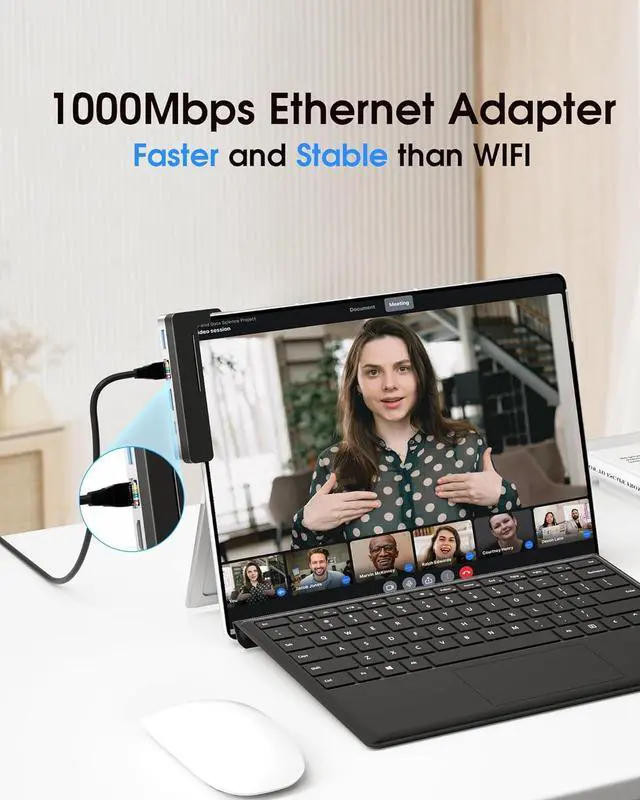 Alt view image 4 of 7 - BYEASY Surface Pro 9 Docking Station, 6-in-2 USB-C Hub with 4K@60Hz HDMI, 100W PD Charging, 1000M Ethernet LAN, 2 USB 3.0 Ports, and TF Card Reader - Designed for Surface Pro 9