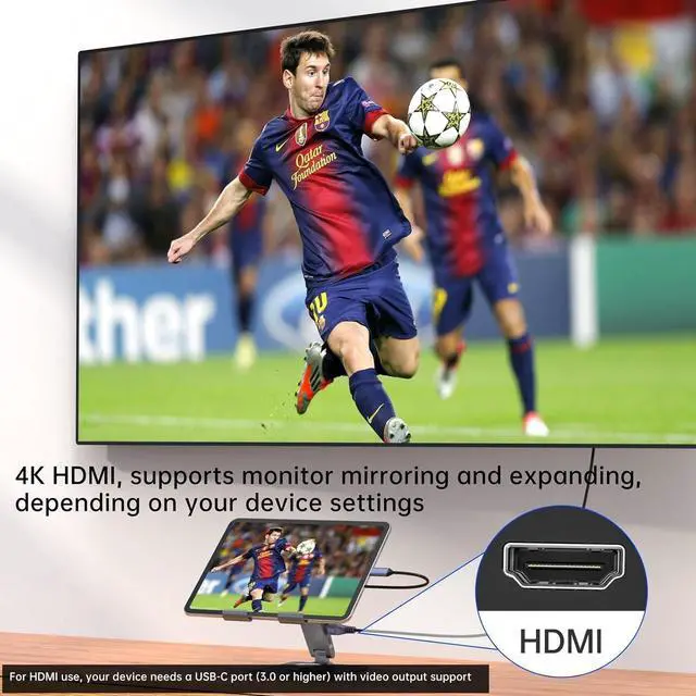 Alt view image 3 of 7 - HC Universal Docking Station for iPad Mini Air Pro Galaxy Tab iPhone Adjustable 7-in-1 USB Hub 360°Rotatable iPad Stand with USB C Hub 12.9 inch 4K HDMI USB 3.0 PD 100W 3.5mm Audio SD/TF Card Reader