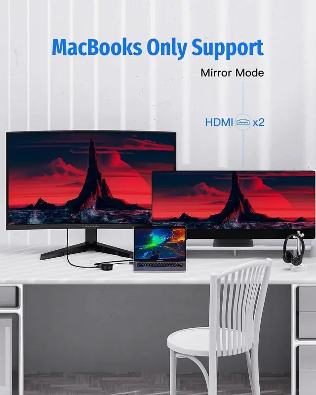 Alt view image 6 of 7 - USB C Docking Station Dual Monitor, FORIDA 7 Ports USB-C Multiport Adapter with 2 4K HDMI, 100W PD, Micro SD Card Reader, 2 USB 3.0, Gigabit Ethernet, Suit for MacBook/Dell/HP/Lenovo Laptops