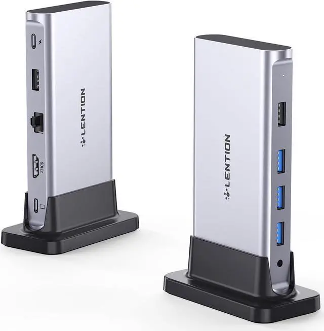 Main image of LENTION USB C Docking with 4K@60Hz HDMI, USB 3.0/2.0, Gigabit Ethernet, 100W PD, Aux Adapter for 2023-2016 MacBook Pro/Mac Air/Surface/Steam Deck, More, Stable Driver Certified (CB-D53s, Silver)