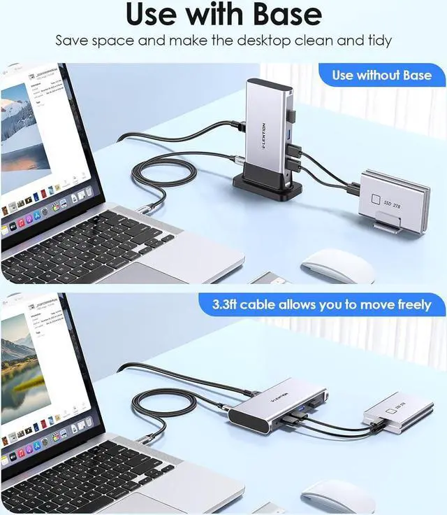 Alt view image 6 of 7 - LENTION USB C Docking with 4K@60Hz HDMI, USB 3.0/2.0, Gigabit Ethernet, 100W PD, Aux Adapter for 2023-2016 MacBook Pro/Mac Air/Surface/Steam Deck, More, Stable Driver Certified (CB-D53s, Silver)