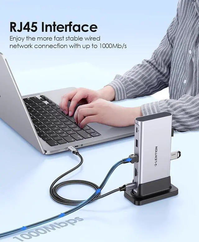 Alt view image 4 of 7 - LENTION USB C Docking with 4K@60Hz HDMI, USB 3.0/2.0, Gigabit Ethernet, 100W PD, Aux Adapter for 2023-2016 MacBook Pro/Mac Air/Surface/Steam Deck, More, Stable Driver Certified (CB-D53s, Silver)