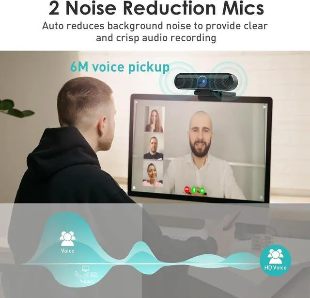 Alt view image 4 of 7 - saylas 2K Webcam with Microphone, 78°FOV FHD PC Camera with 2K/30fps, Privacy Cover, Plug & Play USB Web Cam, Autofocus, 1080P/60fps External Webcam for PC, Computer Web Camera for Laptop, Mac, Zoom