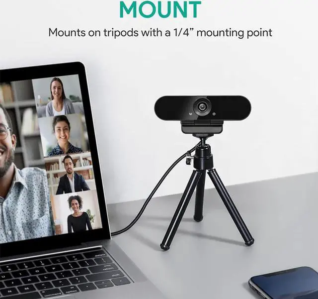 Alt view image 6 of 7 - 1080p Webcam with Dual Stereo Microphones & Privacy Cover, Full HD USB Desktop Web Computer Camera with Auto Light Correction for Video Conferences, Compatible with Windows & Mac, PC & Laptop