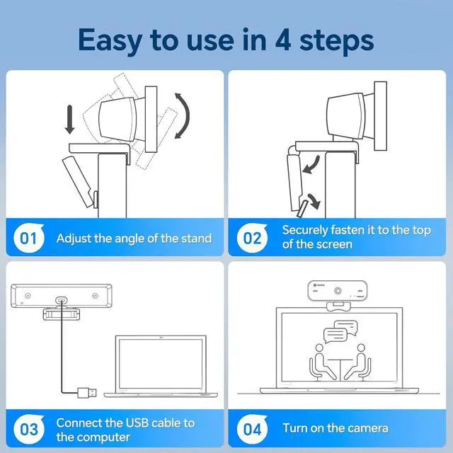 Alt view image 7 of 7 - N newline 4K Webcam for PC, 4K UHD USB Webcam with Microphone, New Upgraded Auto Focus, Low Distortion, Privacy Cover, PC Camera for Zoom, Skype, Teams, Laptop, Conferencing, Calling, NewEye 60s