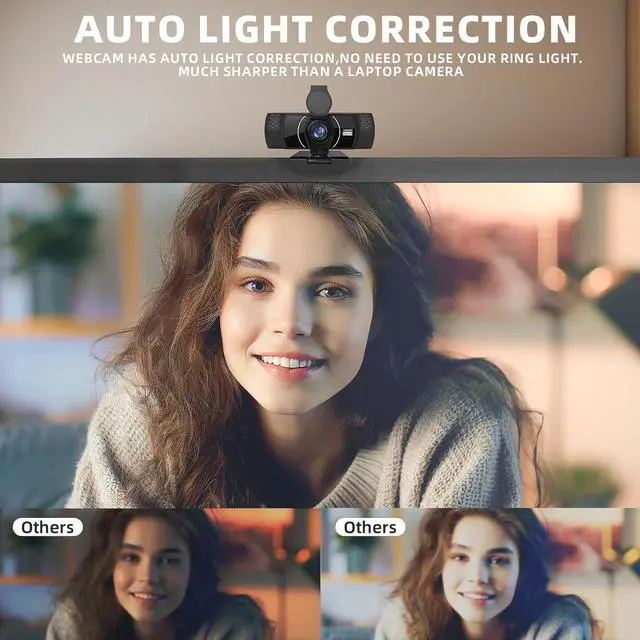 Alt view image 2 of 7 - Full HD Webcam for PC 1080P with Microphone,Computer Webcam 110° Field of View Streaming Camera with Cover Tripod Auto Light Correction Webcams for Zoom,Video Call, Skype,Teams