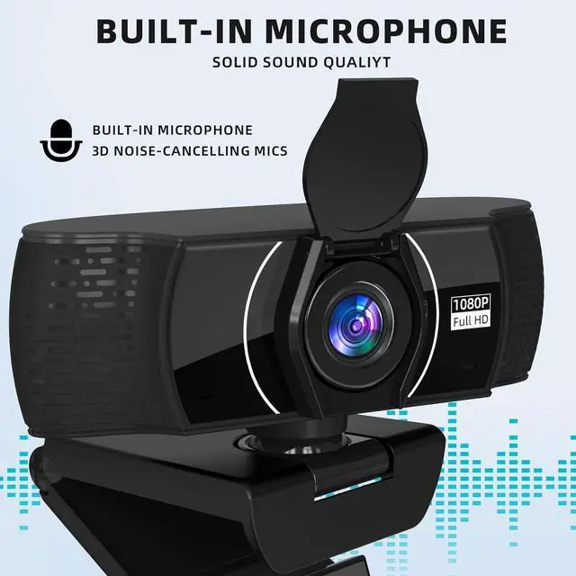 Alt view image 6 of 7 - Full HD Webcam for PC 1080P with Microphone,Computer Webcam 110° Field of View Streaming Camera with Cover Tripod Auto Light Correction Webcams for Zoom,Video Call, Skype,Teams