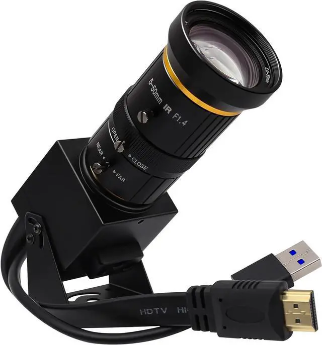 Main image of HDMI USB Camera 4K 60fps USB3.0 Streaming Webcam with Zoom 5-50mm Telephoto Lens,10X Optical Zoom Industrial Microscope Camera H.264 Video Camera for Computer,Raspberry Pi,Monitor