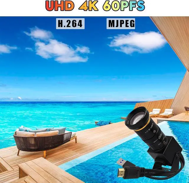 Alt view image 2 of 7 - HDMI USB Camera 4K 60fps USB3.0 Streaming Webcam with Zoom 5-50mm Telephoto Lens,10X Optical Zoom Industrial Microscope Camera H.264 Video Camera for Computer,Raspberry Pi,Monitor