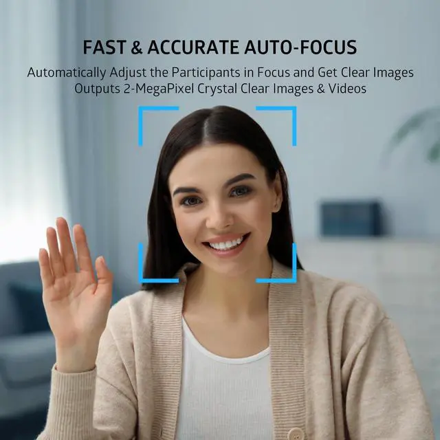 Alt view image 2 of 7 - TOALLIN 1080P Auto-Focus Webcam with Dual Microphones, Computer Web Camera, 90° Wide Angle View Without Distortion, USB Webcam for Video Calls