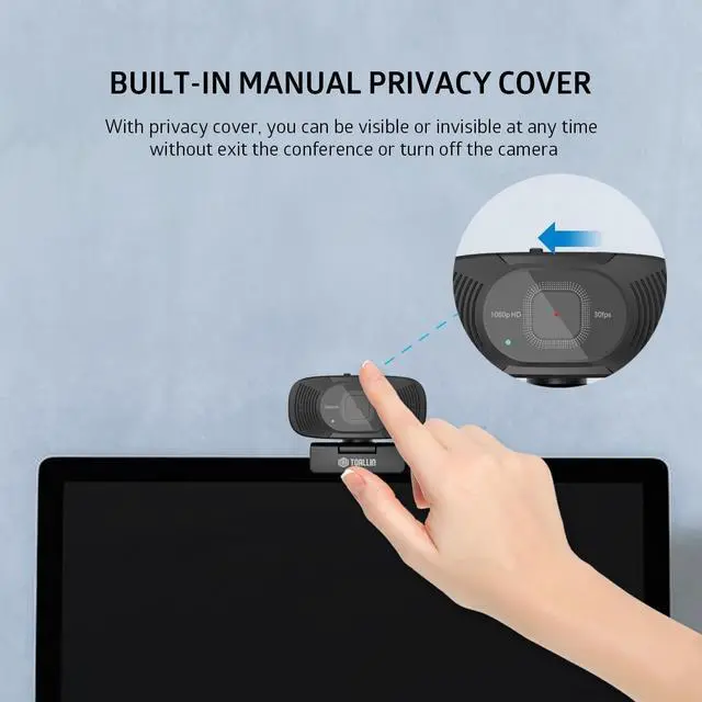 Alt view image 5 of 7 - TOALLIN 1080P Auto-Focus Webcam with Dual Microphones, Computer Web Camera, 90° Wide Angle View Without Distortion, USB Webcam for Video Calls