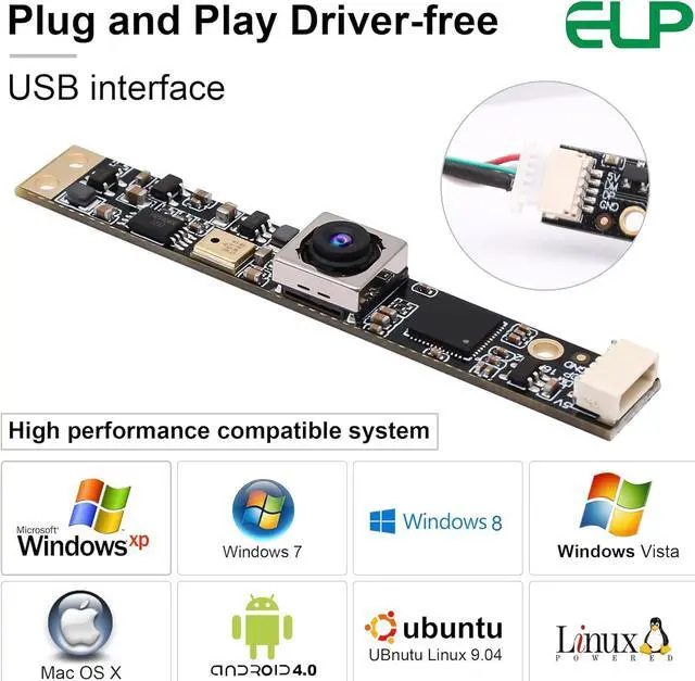 Alt view image 7 of 7 - ELP 16MP Autofocus USB Camera with Microphone for Computer Mini UVC USB2.0 Lightburn Camera Micro USB Security PC Camera Module Audio Video Laser Engraver Webcam Board (68degree No Distortion Lens)