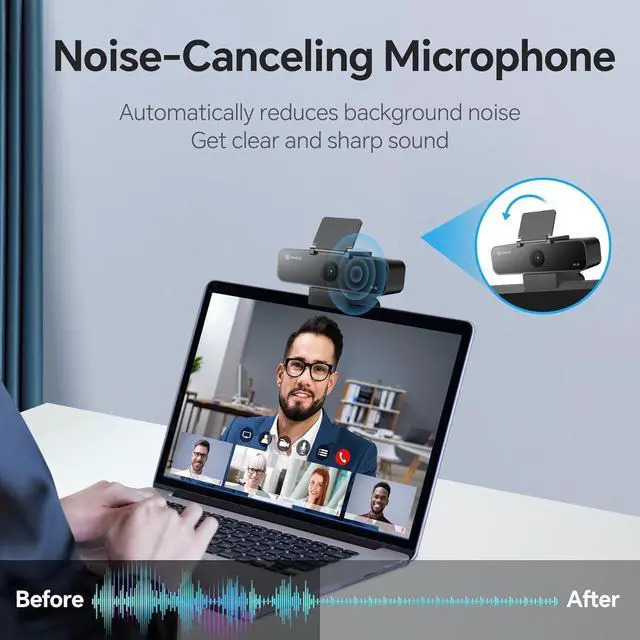 Alt view image 6 of 7 - N newline 4K Webcam with Microphone, AI Presenter Tracking, Gesture Control, 95°/78°/65° FOV, Plug & Play, PC Camera with Privacy Cover for Laptop, Zoom, Teams