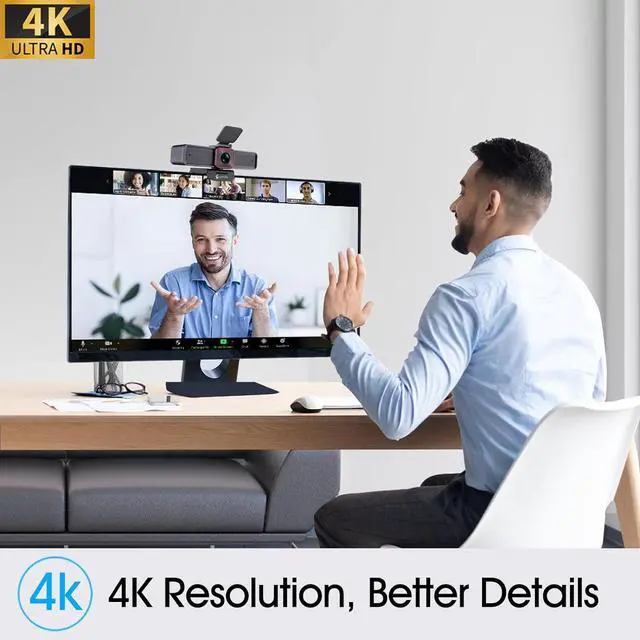 Alt view image 2 of 7 - 4K Webcam with AI Tracking,Remote Control 4K Web Camera/10X Digital Zoom 1080P 60fps Web cam with USB 3.0 HDR/Dual Noise Cancelling Microphones for Video Calls/Meetings/Streaming/Skype/Zoom