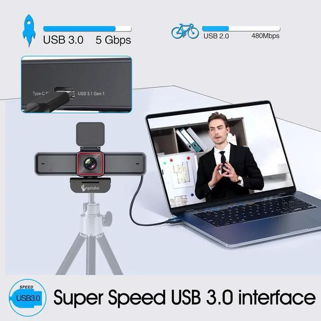 Alt view image 4 of 7 - 4K Webcam with AI Tracking,Remote Control 4K Web Camera/10X Digital Zoom 1080P 60fps Web cam with USB 3.0 HDR/Dual Noise Cancelling Microphones for Video Calls/Meetings/Streaming/Skype/Zoom