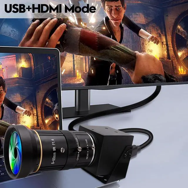 Alt view image 2 of 7 - HDMI 4K USB Camera for Live Streaming 10X Variable Focus PC Webcam USB HDMI Simultaneous Output Video Conferencing Close up Zoom in and Out Web Camera for Online Teaching Training
