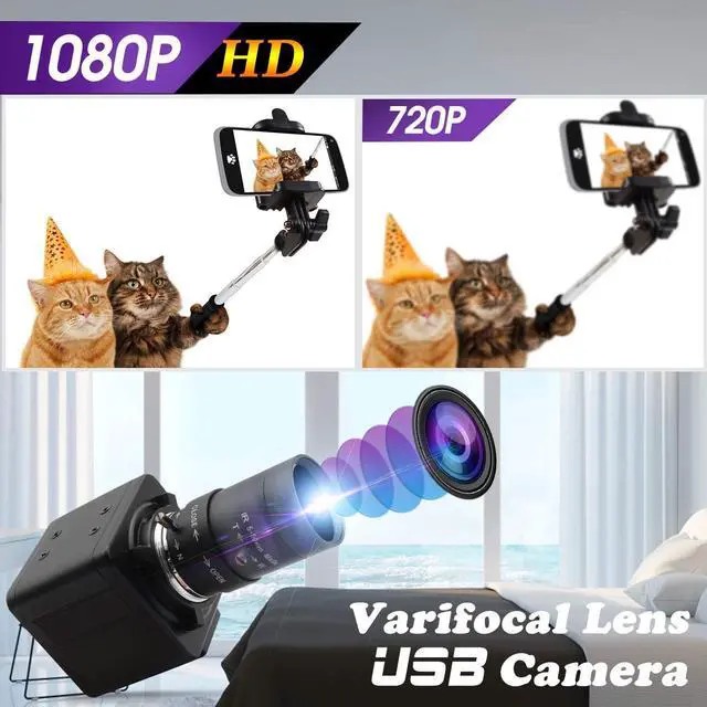 Alt view image 4 of 7 - 1080P Webcam 5-50mm Varifocal Lens USB Camera HD 2MP 0.01Lux Low Illumination IMX322/IMX323 Sensor Industrial Camera H.264 Webcamera PC Webcam for Raspberry PI Windows Android Linux MAC