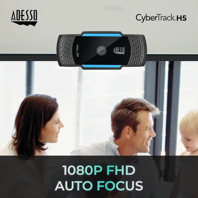 Alt view image 2 of 7 - Adesso Cybertrack H5 1080p Hd USB Autofocus Webcam with Microphone, 1920 Pixels X 1080 Pixels, 2.1 Mpixels, Black