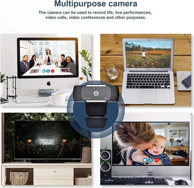 Alt view image 3 of 6 - Full HD Webcam 1080P with Microphone Auto-Focus HD Camera Webcam for Video Chat and Recording Skype, Zoom, Compatible with PC/Mac/Laptop/MacBook