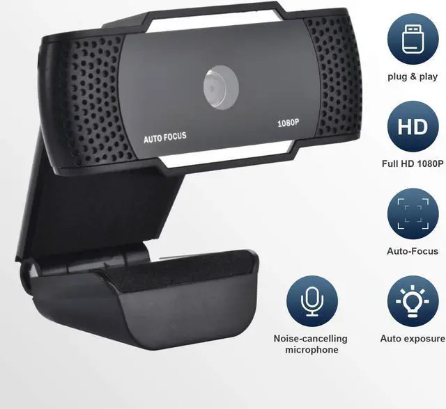 Alt view image 6 of 6 - Full HD Webcam 1080P with Microphone Auto-Focus HD Camera Webcam for Video Chat and Recording Skype, Zoom, Compatible with PC/Mac/Laptop/MacBook