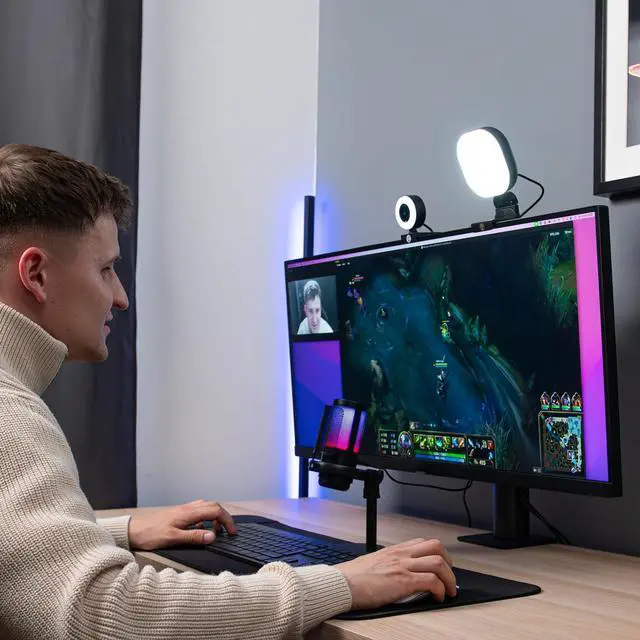 Alt view image 2 of 7 - Live Streaming Kit- Perfect for Streaming Video Games on Twitch, YouTube, Podcasts and Working from Home. includes 1920x1080p Webcam, Professional USB Microphone, and One LED Multi-Color Light