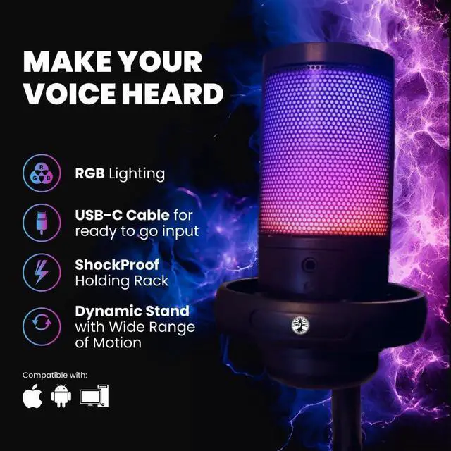 Alt view image 4 of 7 - Live Streaming Kit- Perfect for Streaming Video Games on Twitch, YouTube, Podcasts and Working from Home. includes 1920x1080p Webcam, Professional USB Microphone, and One LED Multi-Color Light